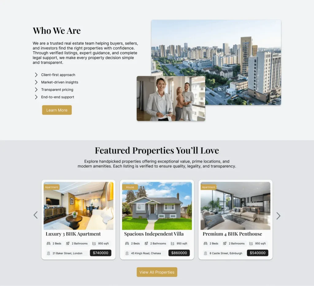 Real estate website design service