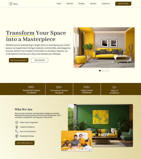 interior design website design